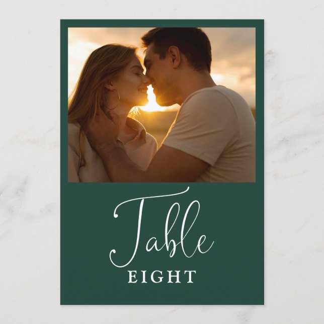 Elegant Emerald Green Photo Table Number (Front)