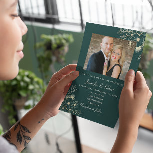 Elegant Emerald Green Photo Wedding Invitation