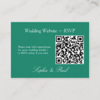 Elegant Emerald Green QR Code Website RSVP Card