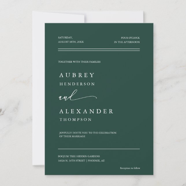 Elegant Emerald Green QR Code Wedding Photo Invitation (Front)