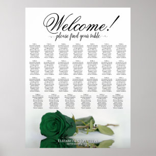 Elegant Emerald Green Rose 27 Table Seating Chart