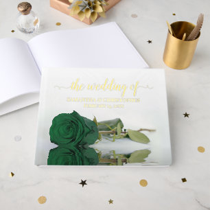 Elegant Emerald Green Rose Medium Wedding Foil Guest Book