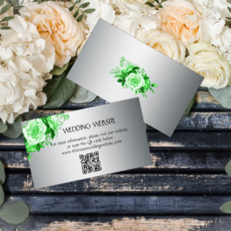 Elegant Emerald Green Roses Boho Wedding Website  Enclosure Card