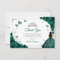 Elegant Emerald Green Roses Silver Quinceanera