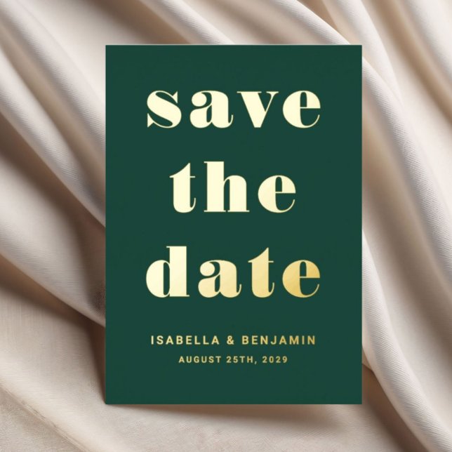 Elegant Emerald Green Save The Date Gold (Elegant Emerald Green Gold Save The Date Card)