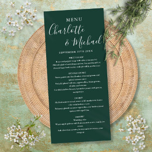 Elegant Emerald Green Signature Wedding Menu