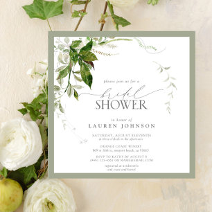 Elegant Emerald Green Watercolor Bridal Shower Invitation