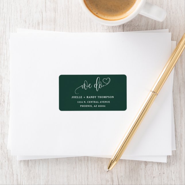 Elegant Emerald Green We Do Wedding Return Address Label (Insitu)
