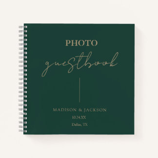 Elegant Emerald Green Wedding Guestbook Notebook