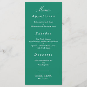 Elegant Emerald Green Wedding Menu