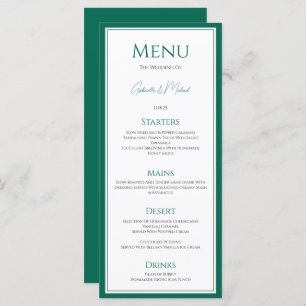 Elegant Emerald Green Wedding Menu Card