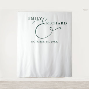 Elegant Emerald Green Wedding Photo Backdrop Tapestry