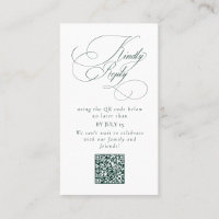 Elegant Emerald Green Wedding QR Code Please Reply