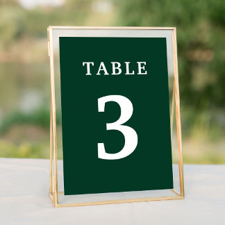 Elegant Emerald Green Wedding Table Number