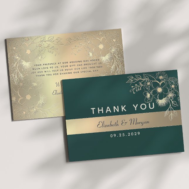 Elegant Emerald Green Wedding Thank You Card (Creator Uploaded)