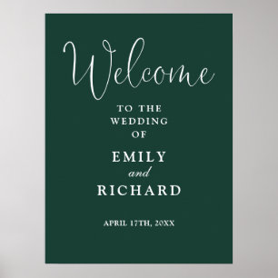 Elegant Emerald Green Wedding Welcome Sign