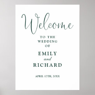 Elegant Emerald Green Wedding Welcome Sign
