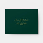 Elegant Emerald Green with Gold Lace Wedding RSVP