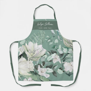 Elegant Emerald Greenery Beauty Professional Apron