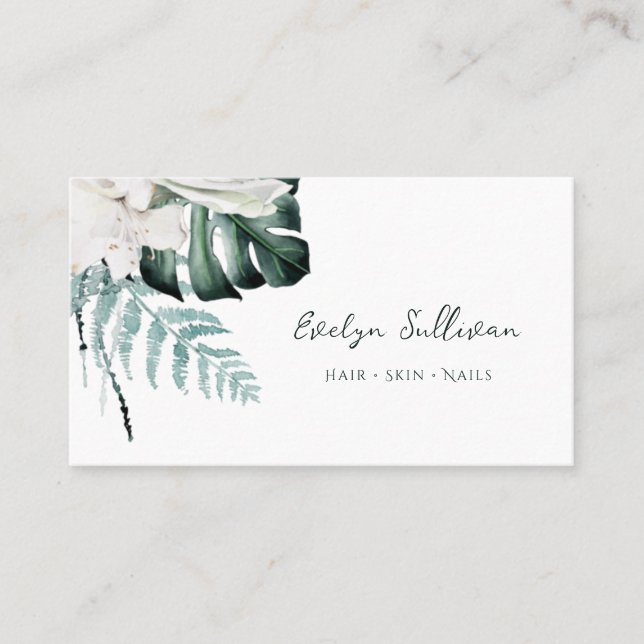 Elegant emerald greenery business card (Front)