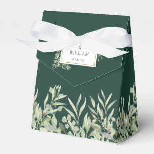 Elegant Emerald Greenery Foliage Wedding Favour Box