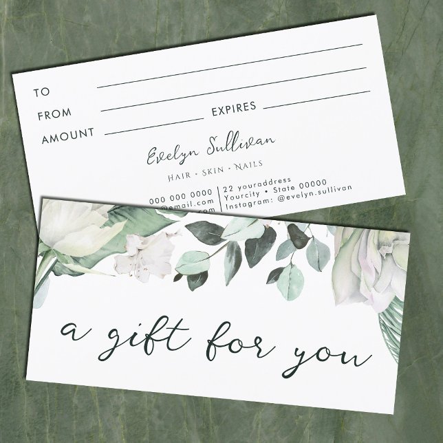 elegant emerald greenery gift certificate (Creator Uploaded)