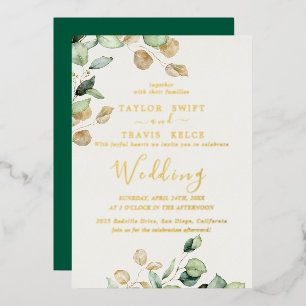 Elegant Emerald Greenery   Gold Foil Wedding 