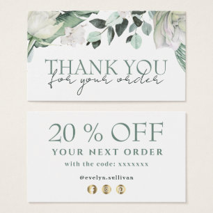 elegant emerald greenery thank you discount card