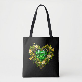 Elegant Emerald Heart Luxury Tote Bag