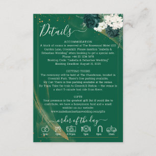 Elegant Emerald Icons Rose Wedding Enclosure Card
