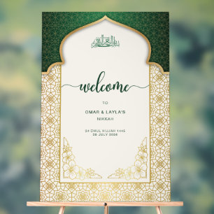 Elegant Emerald Islamic Wedding Welcome -  Acrylic Sign