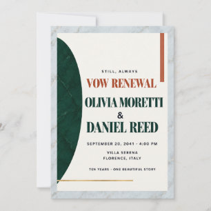 Elegant Emerald Ivory Marble Vow Renewal Invitatio Invitation