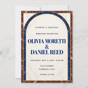 Elegant Emerald Ivory Marble Wedding Reception Inv Invitation