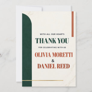 Elegant Emerald Ivory Marble Wedding Thank You Car Invitation