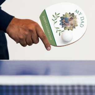 Elegant Emerald Ivy Father's Day Custom Photo Ping Pong Paddle