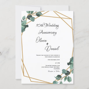 Elegant Emerald Leaf Wedding Anniversary Invitation