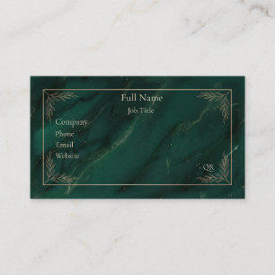Elegant Emerald Marble Gold Botanical Business  Card