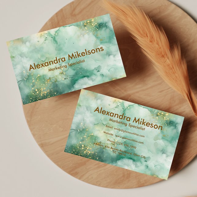 Elegant Emerald Marble Gold Business Card (Creator Uploaded)