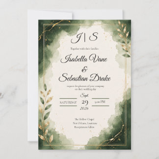 Elegant Emerald Minimalist Luxury Wedding Invitation