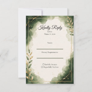 Elegant Emerald Minimalist Luxury Wedding RSVP Card