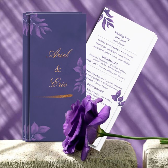 Elegant Emerald Purple Eucalyptus Wedding Program (Creator Uploaded)