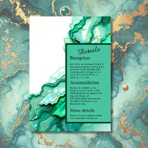 Elegant Emerald Teal Marble Watercolor Wedding Enclosure Card