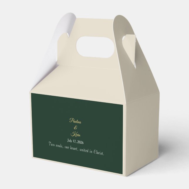 Elegant Emerald Wedding Favour Box (Front Side)