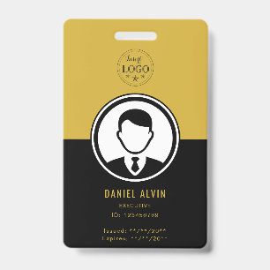 Elegant Employee ID in Black and Metallic Gold Badge