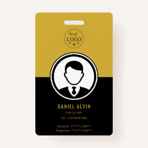Elegant Employee ID in Black and Metallic Gold ID Badge