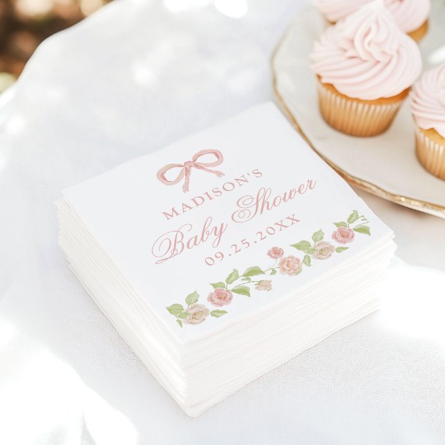 Elegant Enchanted Pink Floral Baby Shower Napkin (Creator Uploaded)