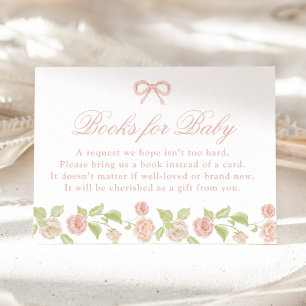 Elegant Enchanted Pink Floral Books for Baby Enclosure Card