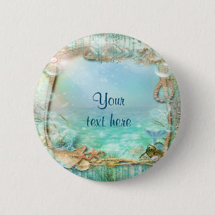 Elegant Enchanted Sea Beach Tropical Pin BUTTON