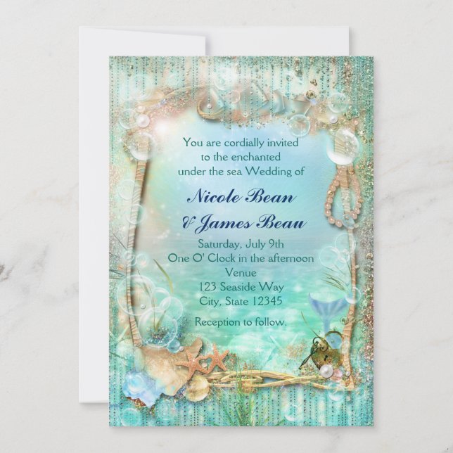 Elegant Enchanted Under The Sea Beach Invitations (Front)
