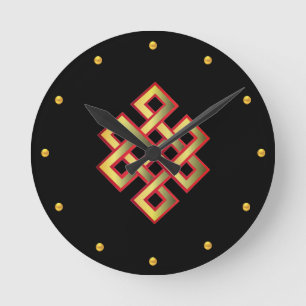 Elegant endless knot on black round clock